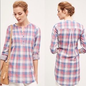 Anthropologie Holding Horses plaid gauze tunic